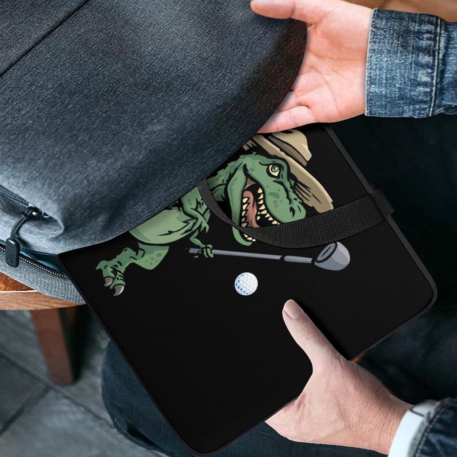Funny Dinosaur Golfing Laptop Tote Bag Computer Protective Handbag Briefcase Notebook Carrying Case image 2