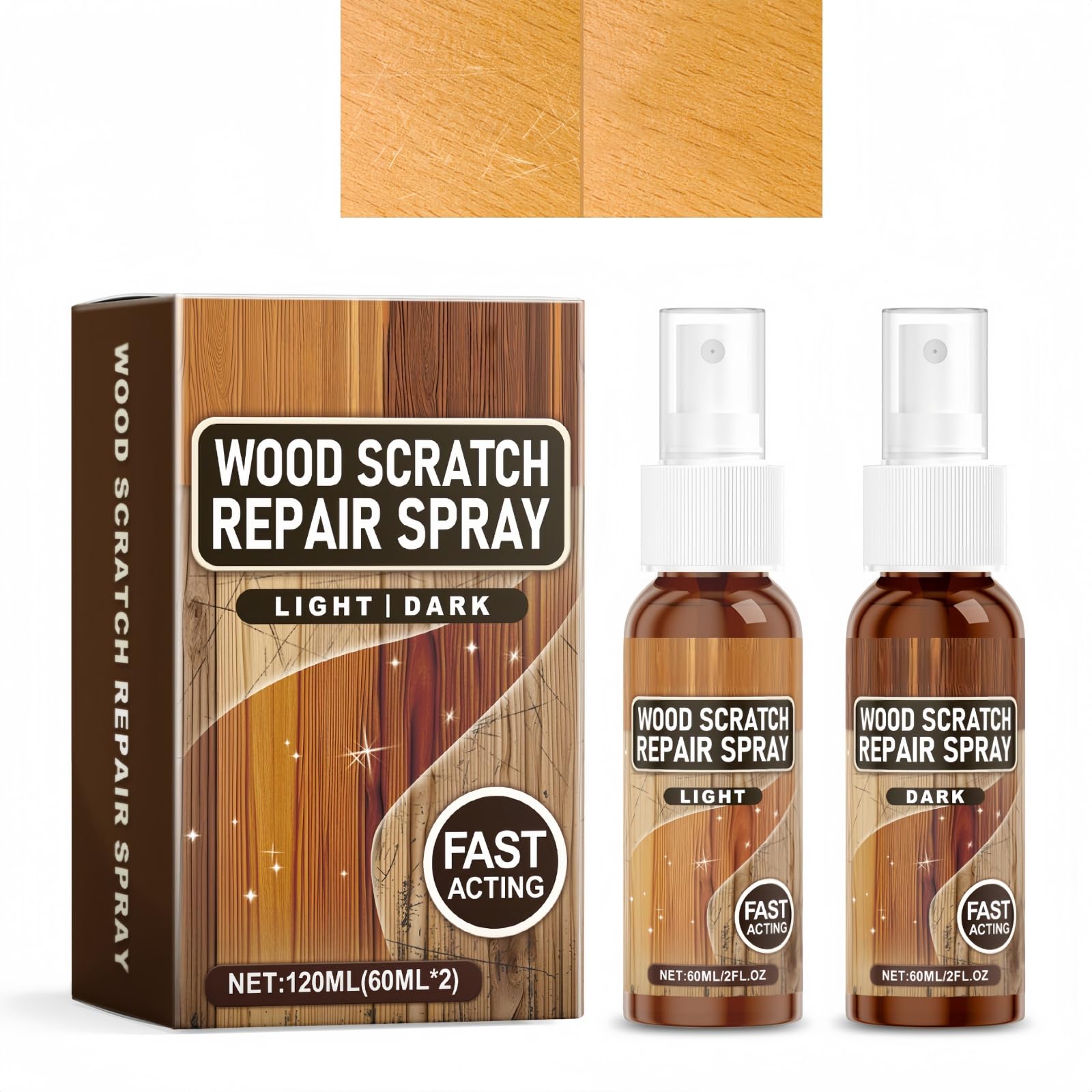 Wood Floor Scratch Repair,Wood Furniture Repair Kit,Wood Repair Kit with Light&Dark Wood Filler,Instant Fix Scratch Remover Spray,Laminate Floor Repair Kit for Scratch,Cracks,Stain,Easy to use