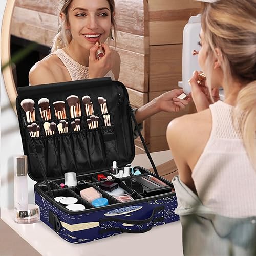 Miniatura 7 de Abstract Space Navy Blue cosmetic bag makeup make up travel bag with compartments makeup bag organizer cosmetiquera de viaje para hombre for women