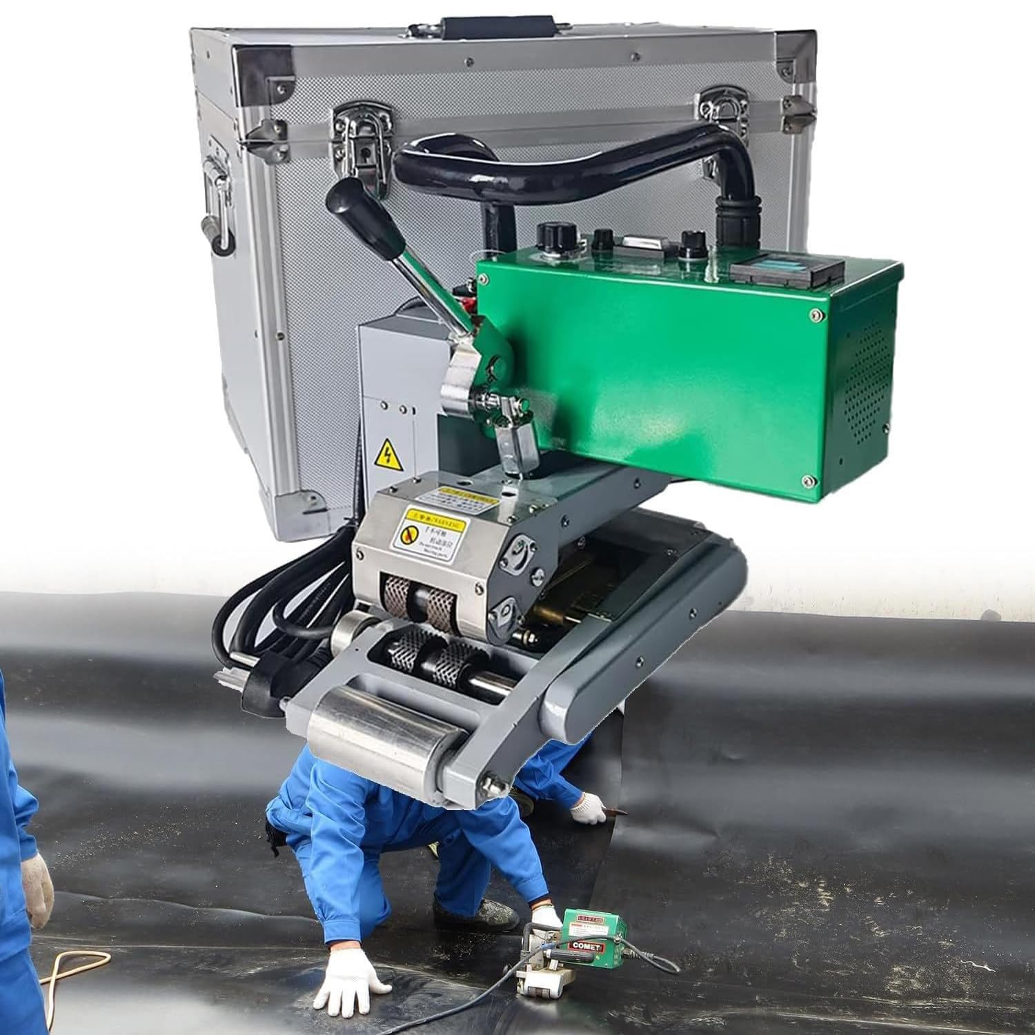 AYCDL Automatic Plastic Welding Machine for Geomembrane Overlap Sealing, Hot Wedge Welder for HDPE PVC EVA Film, 2100W Tunnel Crawl Welder