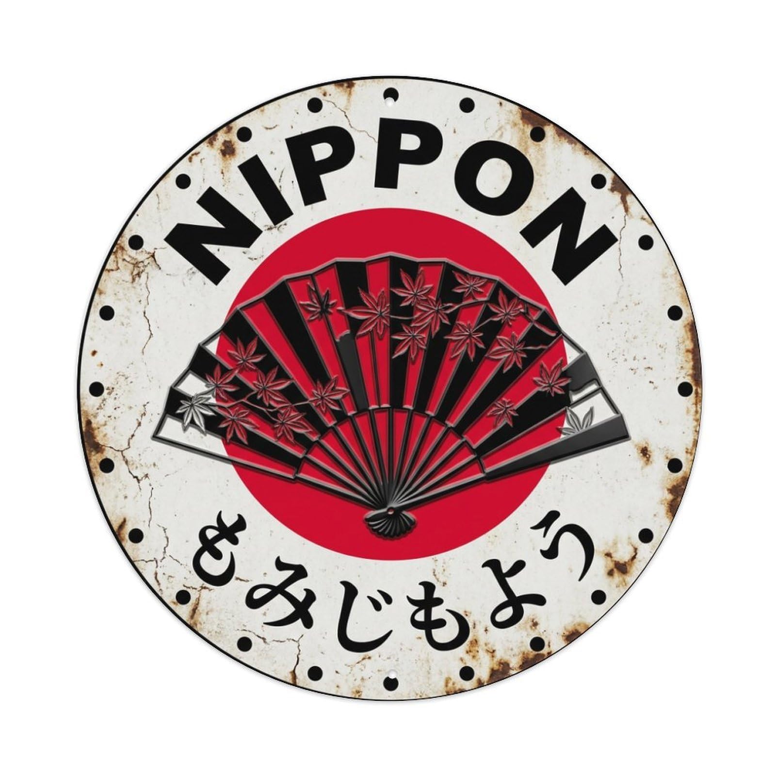 Galvaxio Style Maple Leaf Fan Nippon Autumn Colors Historic Metal Tin Sign