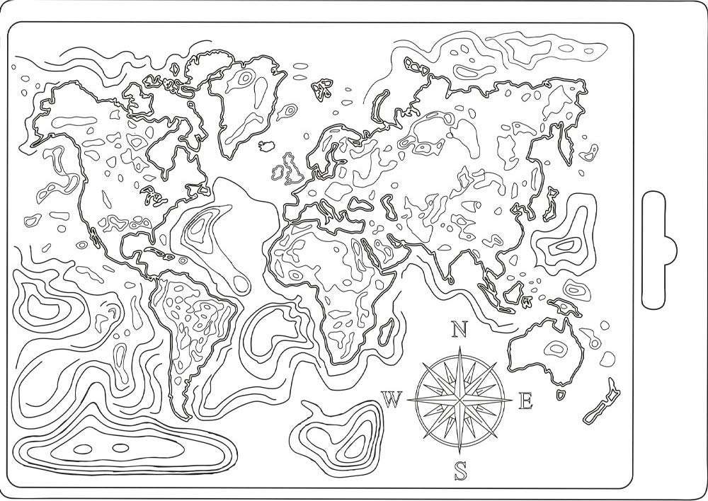 STAMPERIA INTERNATIONAL, KFT SOFT MAXI MOULD A5 MAP WORLD