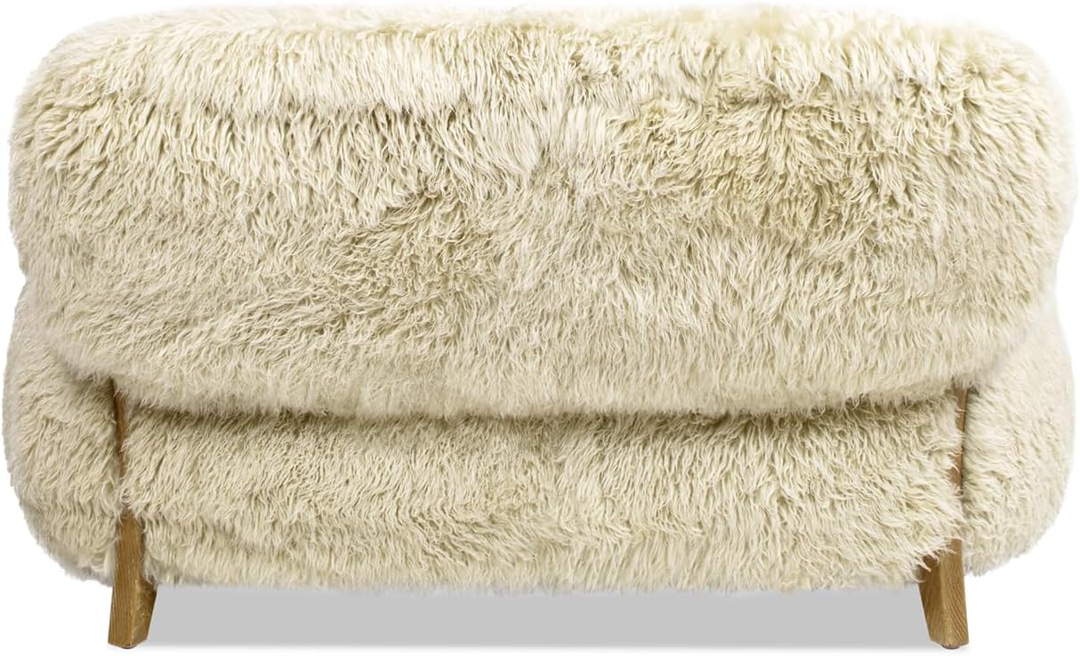 Jennifer Taylor Home Enchante 52.5" New Zealand Sheepskin Accent Loveseat Taupe Beige Genuine Fur