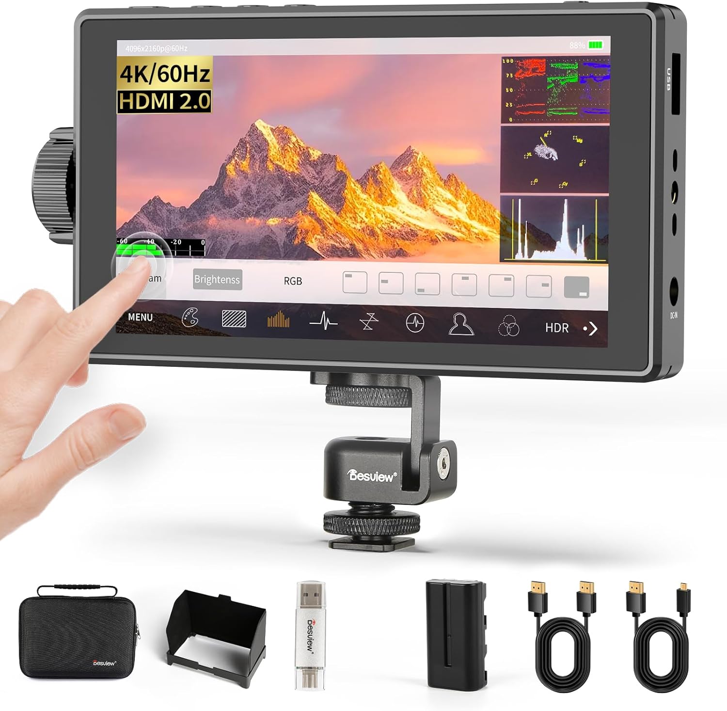 Desview Camera Monitor 5.5 Inch 4K HDMI HDR Field Monitor with IPS Touchscreen