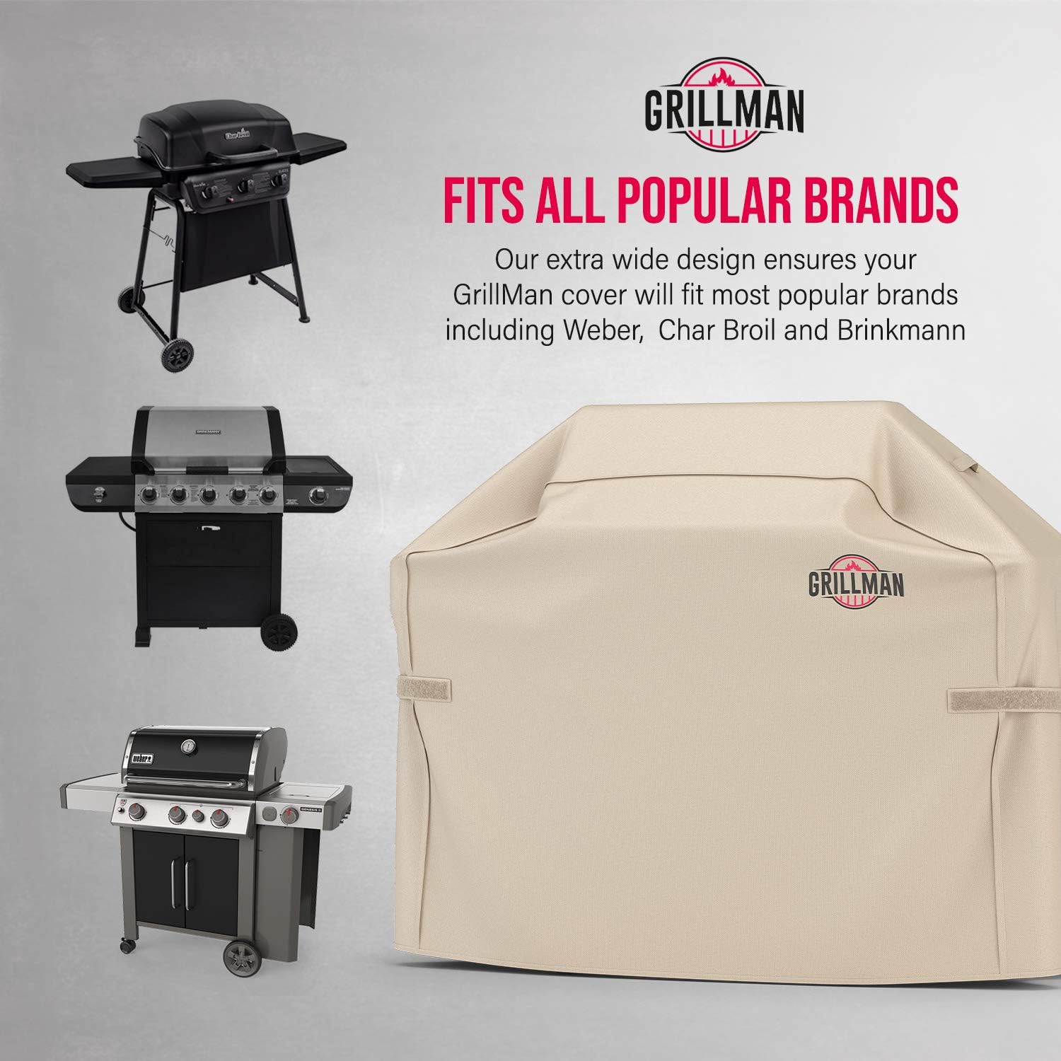 Grillman Funda Impermeable para Barbacoa, Color Canela Funda Protectora para Barbacoa Funda Impermeable para Barbacoa (132 cm, Canela)