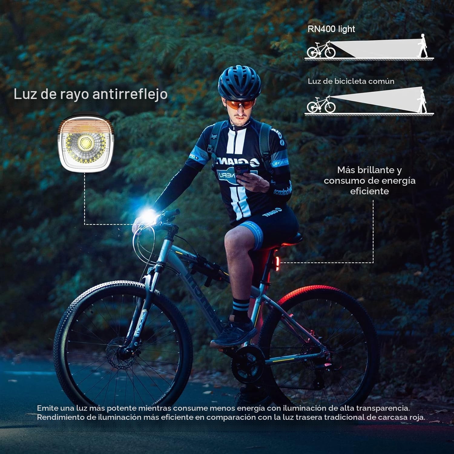 OLIGHT RN400+SEEMEE30C Luces Bicicleta Delantera y Trasera LED Recargable | Juego de Linterna Delantero y Luce Trasera para Bicicleta, 400 Lúmenes, 5 Modos para Iluminación, para Camping y Ciclismo