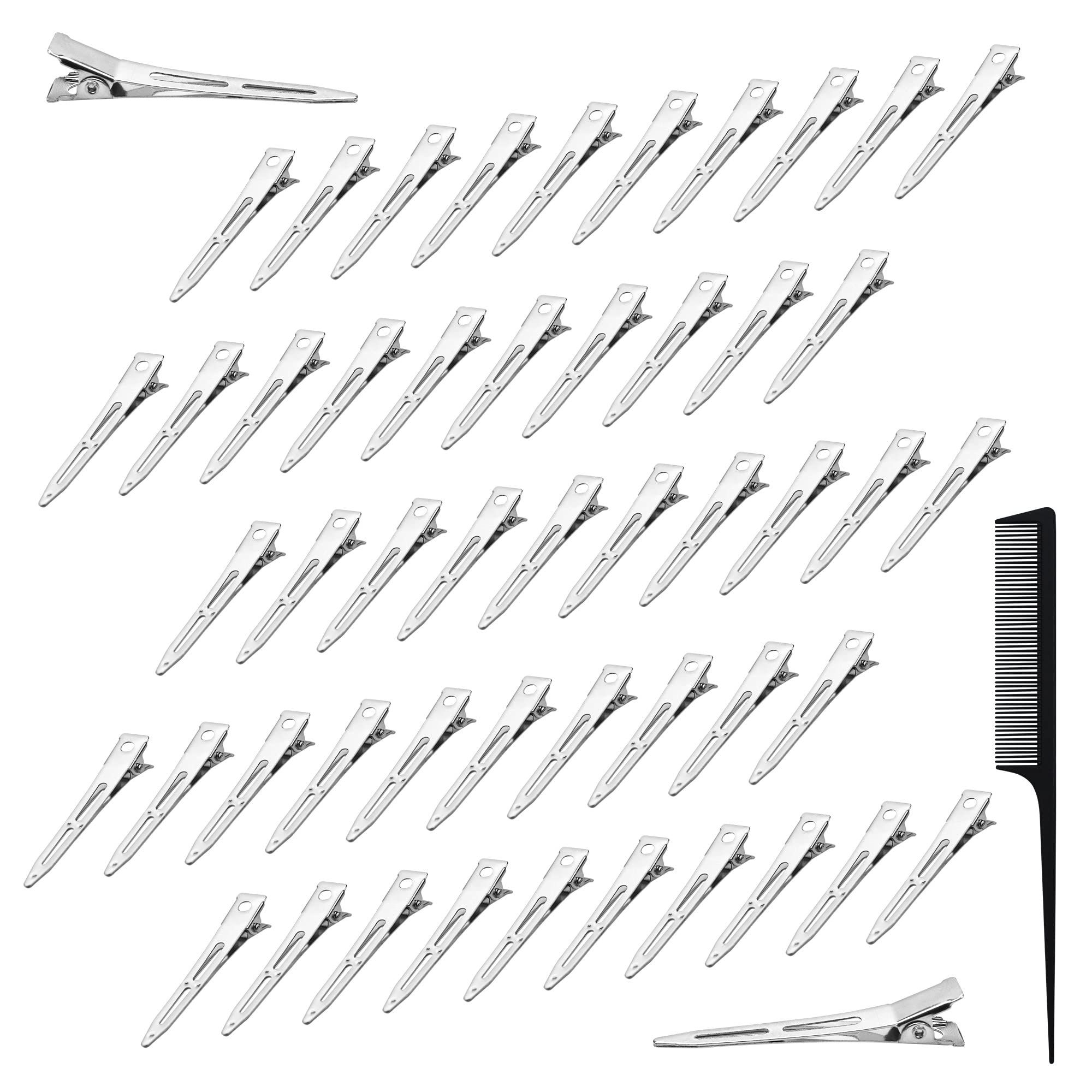 100 Stück Haarspangen Krokodil-Clips - Silber, 6 Cm, Metall, Für Haarstyling & Accessoires