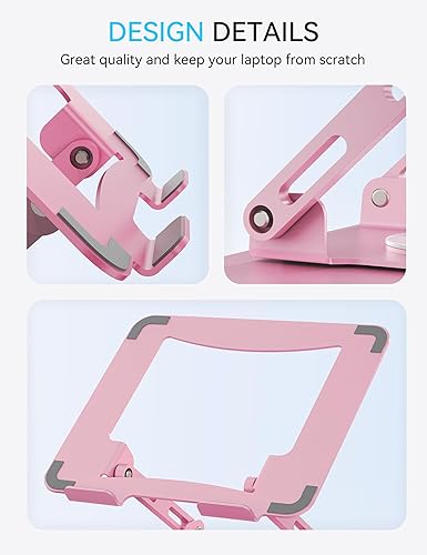 Miniatura 8 de SOUNDANCE Soporte para Laptop con Base Giratoria de 360°, Elevador Ergonómico de Computadora para Escritorio, Altura Ajustable Multi-Ángulo, Soporte