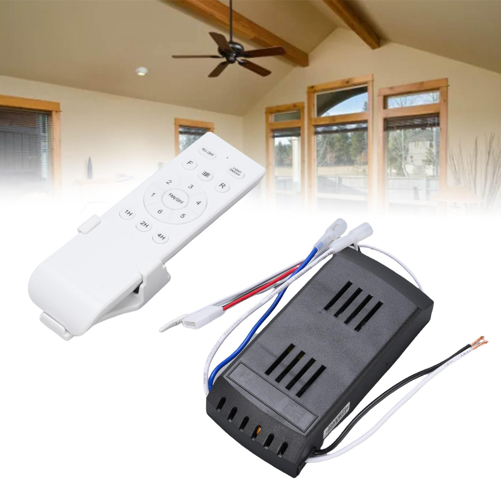 Zerodis Deckenlüfter Wireless Fernbedienungskit Universal Ersatzsystem mit Langfristigem Signal 6-Speed-Timer Langlebiger ABS-Build für die Installation der Heimatvermittlung