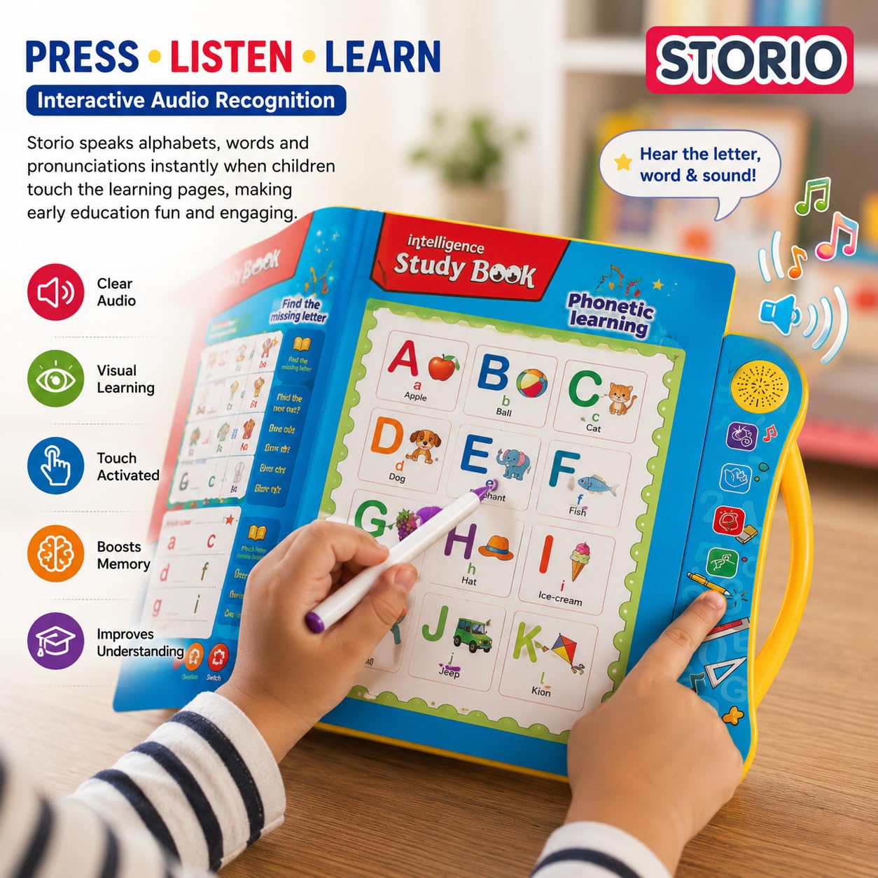 Storio Intelligence Book Sound Book for Children, English Letters & Words Learning Book, Fun Educational Toys. Activities with Numbers, Shapes Learning Book for Toddlers — Amazon image 4