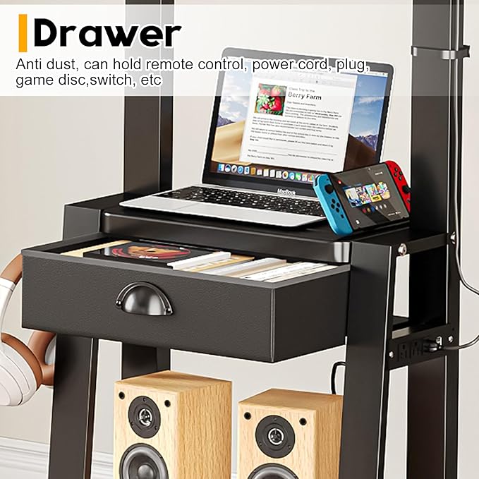 Soporte Móvil para TV con Ruedas y Cajón, 23-75 pulgadas, Aokitsink miniatura 5