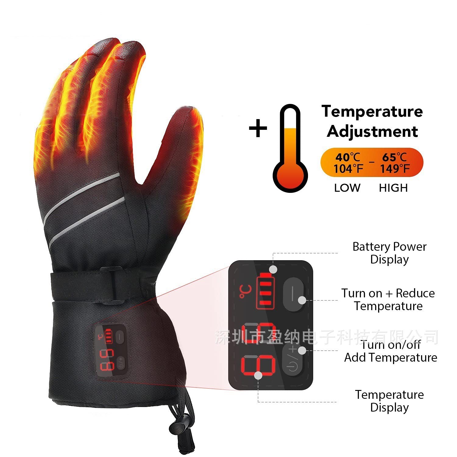 Guantes Térmicos Batería Eléctrica Recargable Impermeable Guantes Térmicos Térmicos para Invierno Esquí Al Aire Libre Snowboard Ciclismo Caza Pesca Calentador De Manos ArtritisBlack,XXL