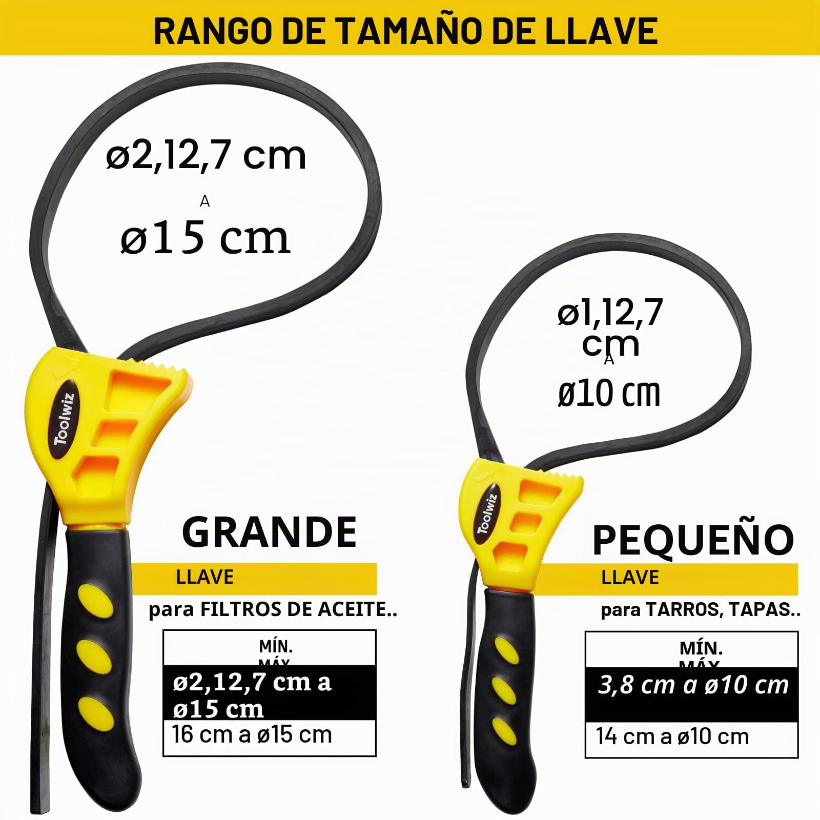 Toolwiz Llave de Correa 2 Piezas Universal Ajustable Llave de Correa de Goma Herramientas Llave de Filtro de Aceite Correa