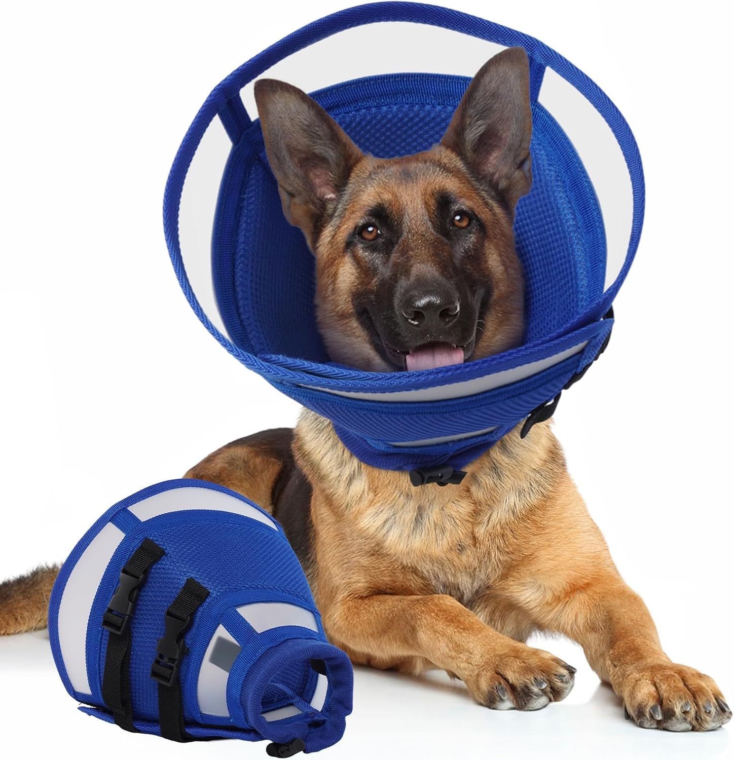 Soft Fold-Over Anti-Lick Dog Cone, Comfortable E-Collar for Large Dogs | Adjustable Dog Recovery Collar after Surgery, Beathbale, Prevent Dog Biting, Feeding & Drinking Friendly