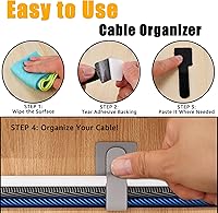 Vista 3 de 80 piezas de correas de velcro para cables, gestión de cables debajo del escritorio, bridas de cable autoadhesivas, organizadores de cables