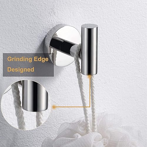 Miniatura 2 de Nolimas Gancho para toallas, cromo pulido SUS304, acero inoxidable, ropa de baño, armario, esponjas, gancho para bata, montaje en pared, redondo,