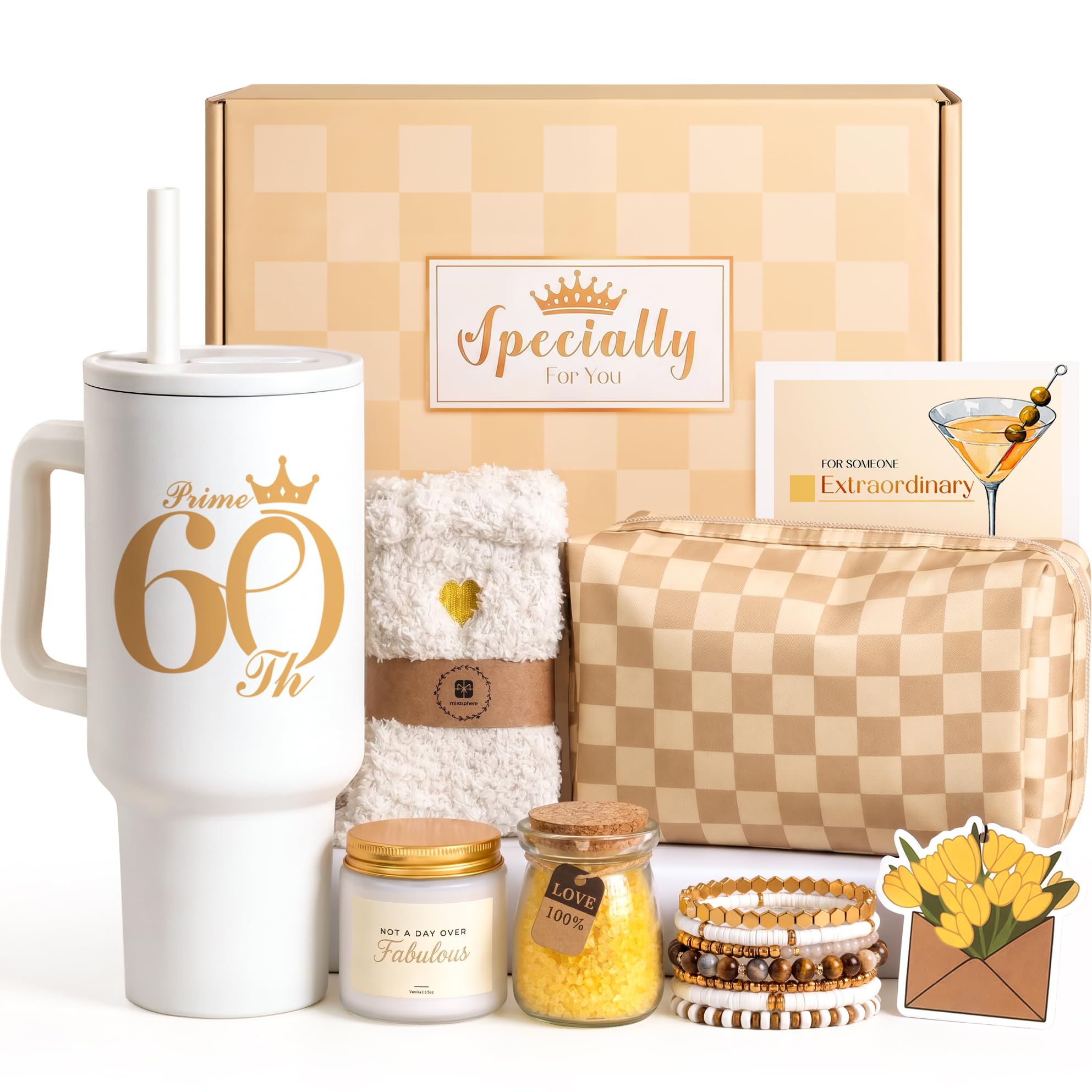 60th Birthday Gifts for Women - 1966 Happy Birthday Gift for Woman - 60 Year Old Birthday Gifts for Women with Tumbler - Unique Womens 60th Birthday Gifts Ideas for Mom, Grandma, Sister, Friend