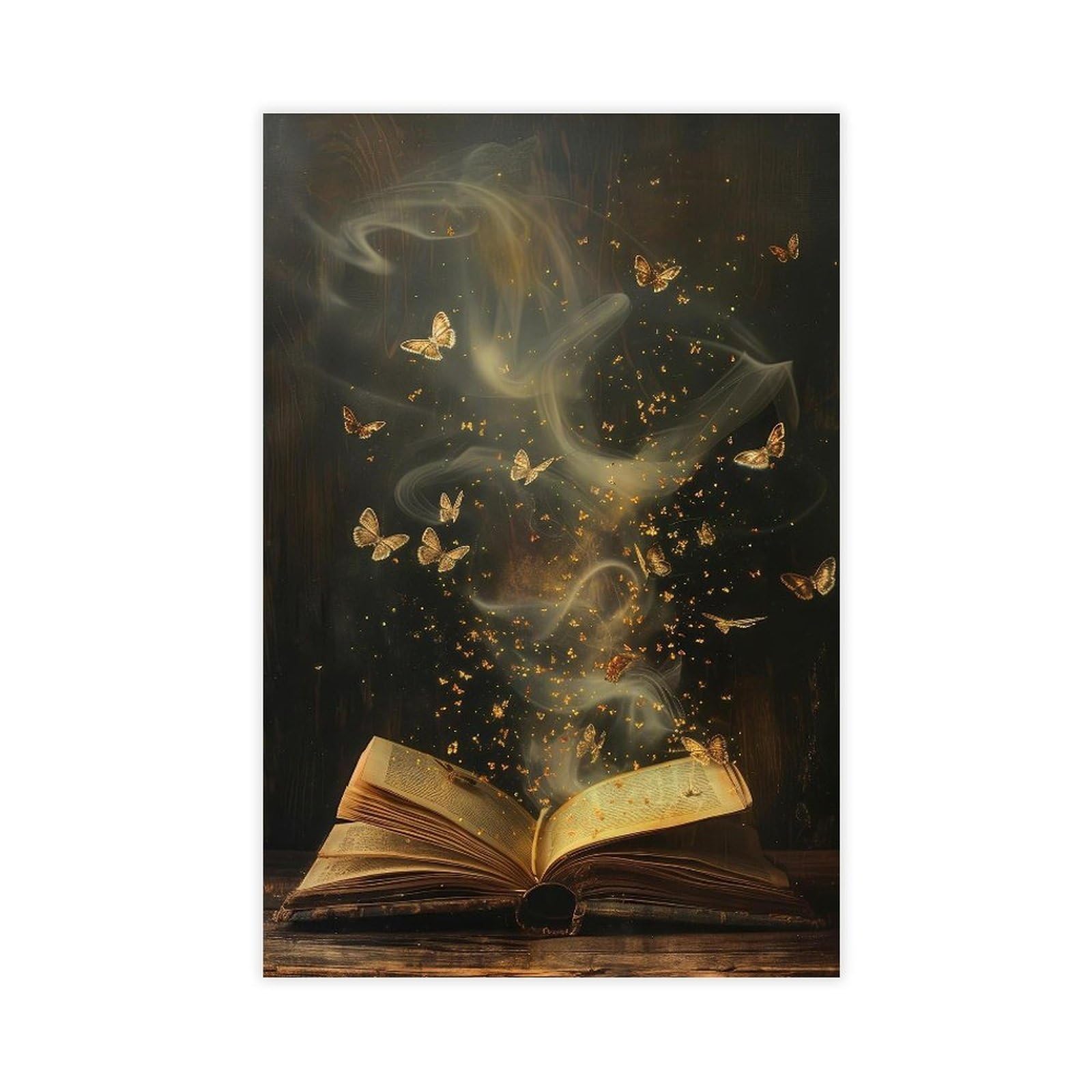 Qnvjqkdsi Unframe Butterfly Book Art Poster (1) Canvas Poster Bedroom Decor Landscape Office Room Decor Gift 24" L X 36" W