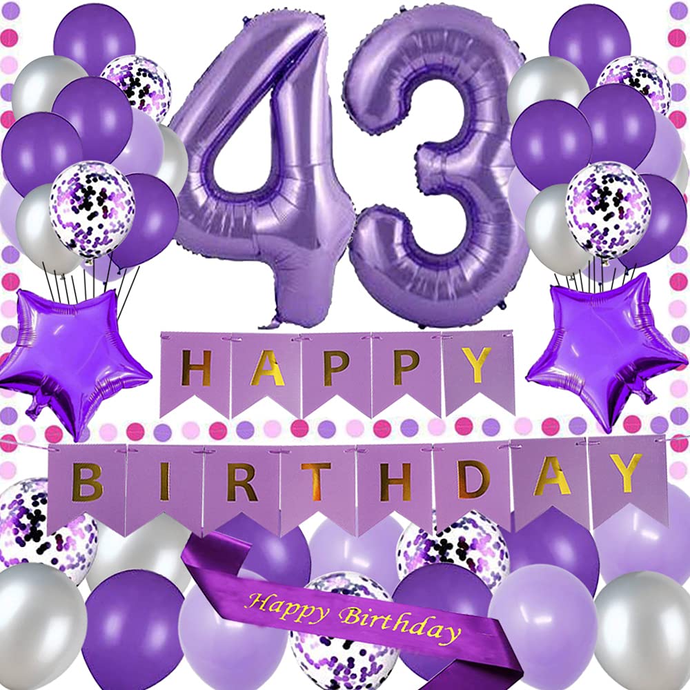 Purple Birthday Decorations, Purple Party Decorations With Balloons Happy Birthday Banner Bday Sash And Crown Tablecloth Fringe Curtain Paper Pom Poms For Women Girls Bday Decor