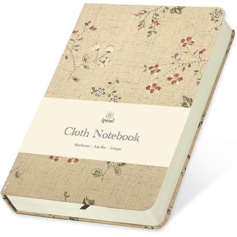 Floral Linen Journal Similar Embroidery Small Notebooks 5x7 Lay Flat Sketchbook B6 Hardcover Lined and Unlined Paper Apricot