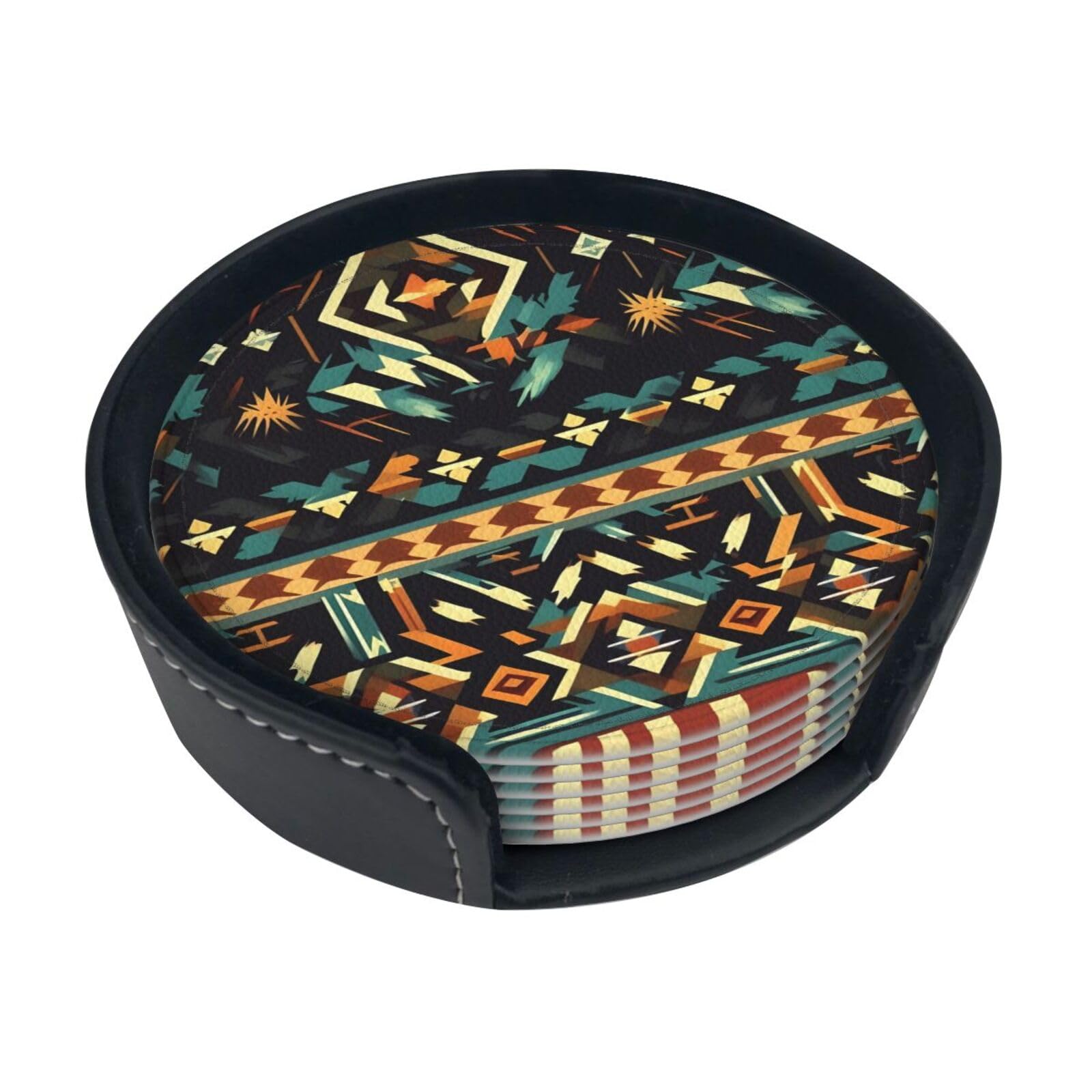 Dessous de verre en polyuréthane avec motifs amérindiens (lot de 6)