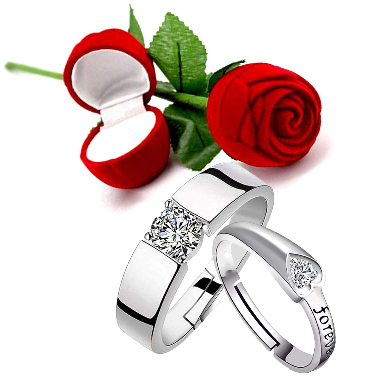 Valentine Gift Cubic Zirconia Couple Ring Set with Rose Box for Couple (PAFRCO1103083PR)-image-44