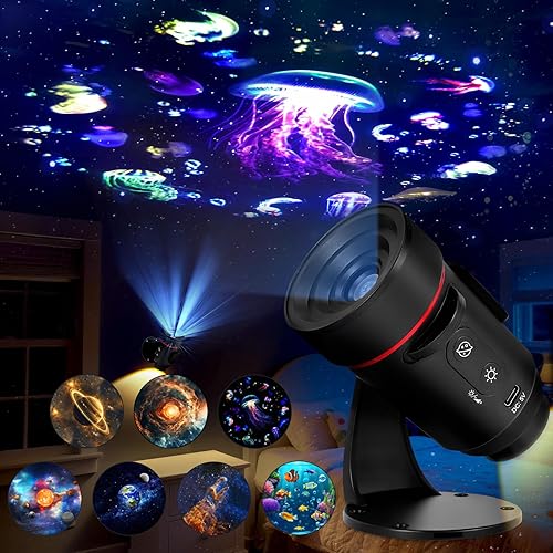 Proyector de galaxia 2 en 1 con rotación de 360 y temporizador, 7 escenas realistas y luz de pared cálida, proyector de estrellas HD portátil, luz