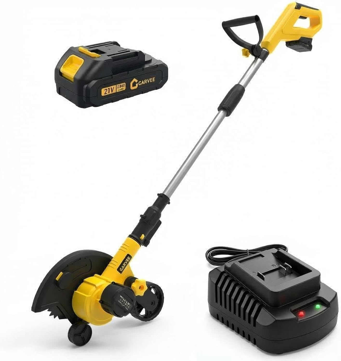 20V Cordless Lawn Edger, Brushless Battery Powered Edger Lawn Tool with 9-Inch Steel Blade, 4.0Ah Battery & Charger, 3 Depth Settings, Adjustable Handle, Dual Wheels Yard Edger, Yellow
