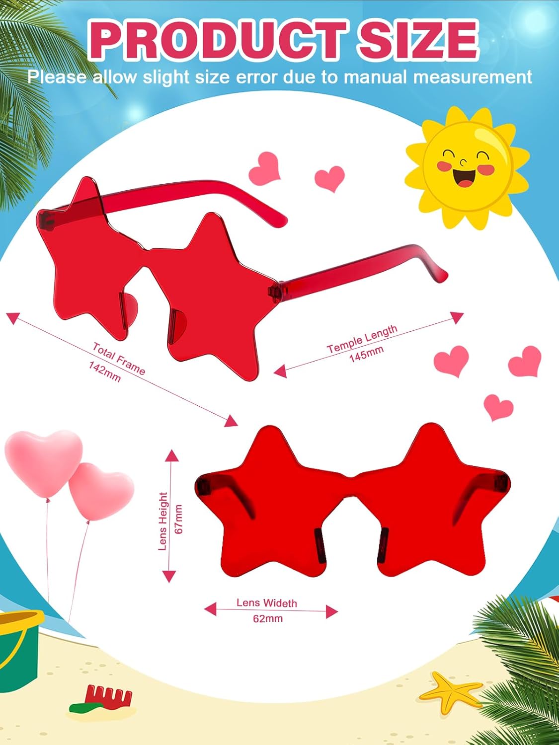 12 Pairs Star Sunglasses Bulk Colorful Rimless Star Glasses for Women Adults Fun Trendy Transparent Star Sunglasses Birthday Party Favor - Image 2