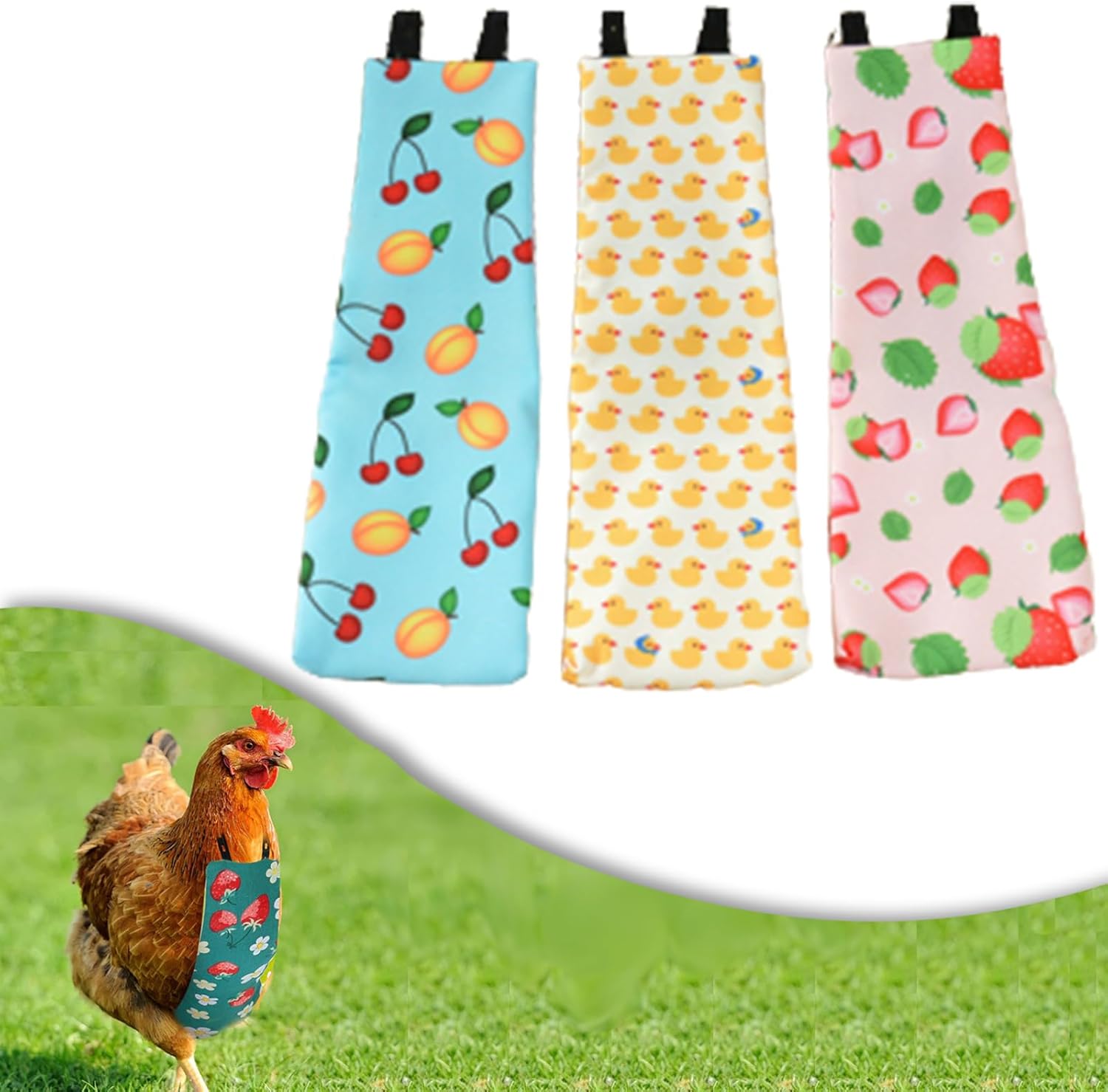 MANON ROSA 3-Pack Pet Duck Chicken Diapers Reusable Handmade Washable Waterproof for Geese Hen Roster- Stylish and Protective Poultry Nappy Clothes (Pattern1,Large)