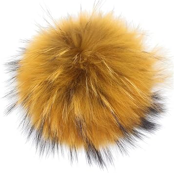 Cozylkx Faux Fur Pompoms Big Fur Pom Pom Balls for Knitting Hat DIY AccessoriesDark Yellow