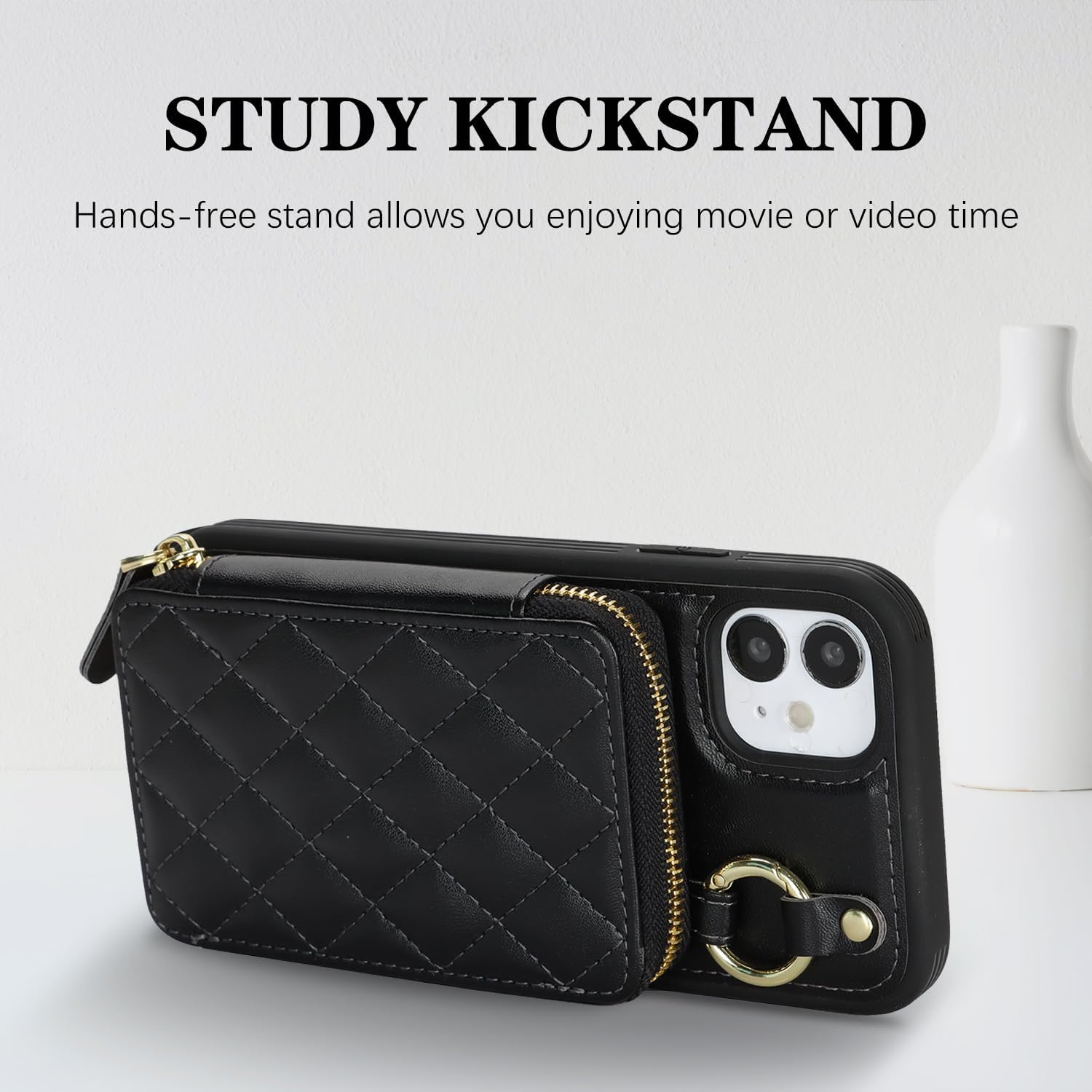 Cavor for iPhone 11 Wallet Case with Card Holder for Women Men, for iPhone 11 Case with Strap, Crossbody Lanyard Phone Case, Magnetic Detachable Compatible with Magsafe-Black