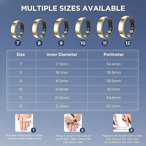 Miniatura 8 de Rastreador de fitness, anillo inteligente ultrafino para mujeres y hombres, rastreador de actividad de salud, anillo de fitness con monitor de