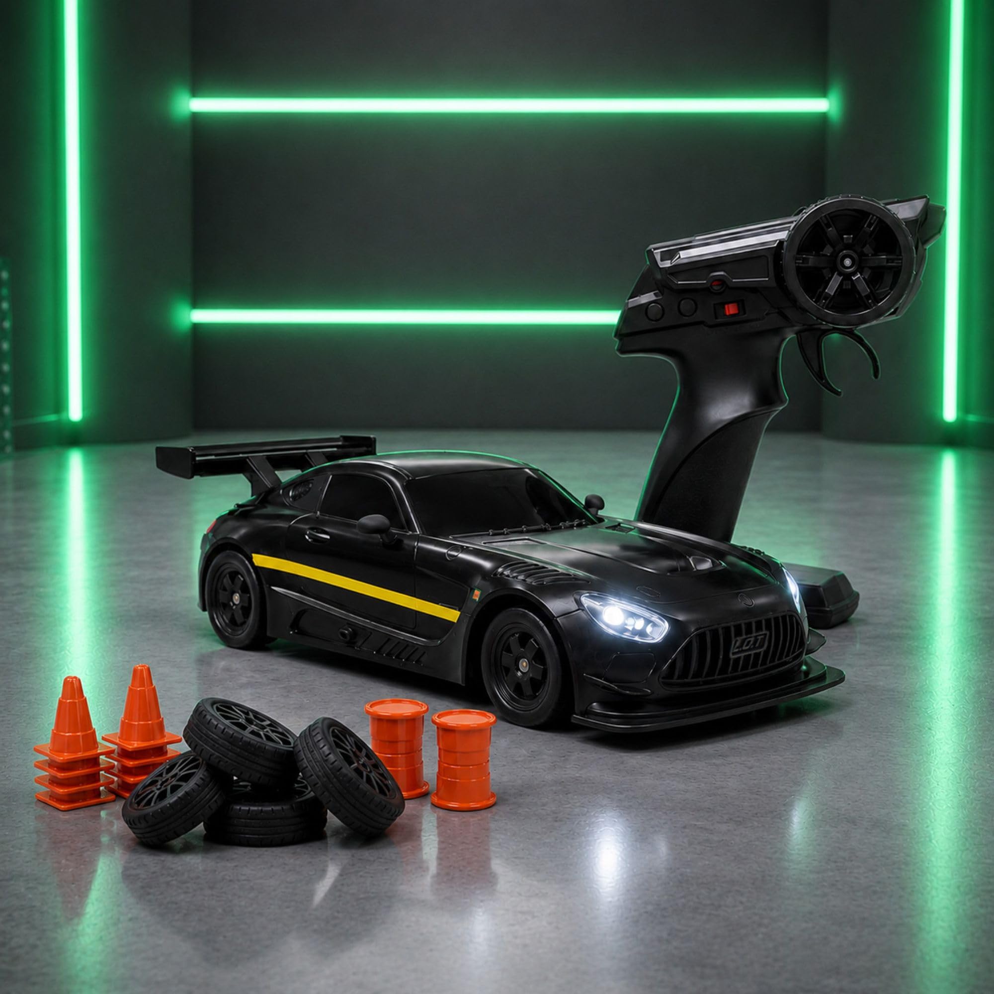 Shadow Remote Control Car | 20Kmph, 2.4Ghz | Rc Drifting Car, Rc Car 4x4, Drift Car Remote Control Range Upto 100m, Race-Ready Build ABS Plastic Body, Multi-Mode LED Lights (Asphalt Black)-image-11