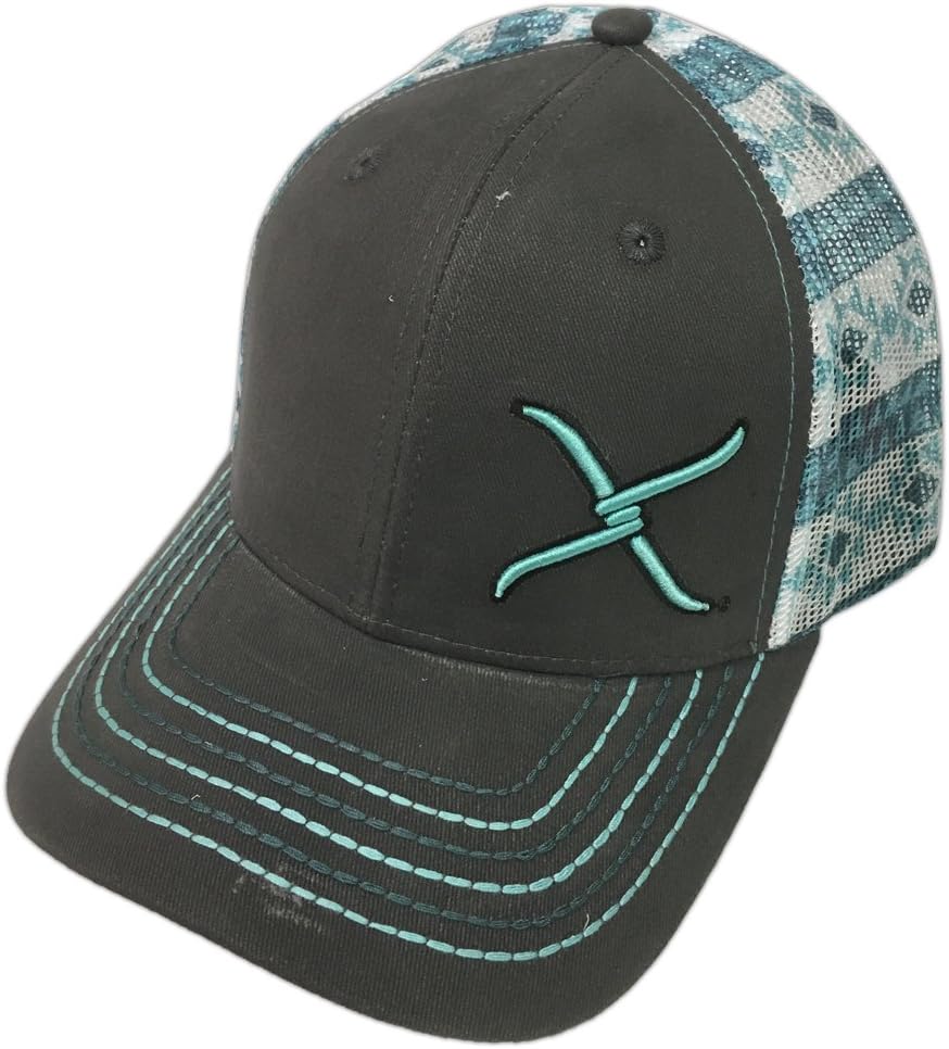Twisted X 6-Panel Adjustable Cap, Snapback, OSFA, Grey/Southwestern Print, One Size Fits Most