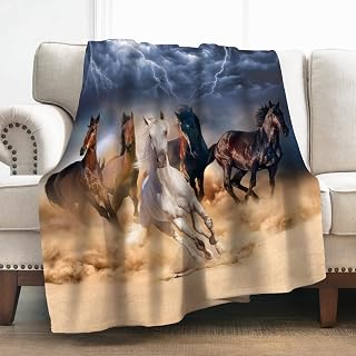 Levens Galloping Horse Blanket Gifts for Women Girls Men, Cowgirl Cowboy Western Decor for Home Living Room Office Couch, Gifts for Horse Lovers, Soft Cozy Lightweight Horses Throw Blankets 50"x60"
