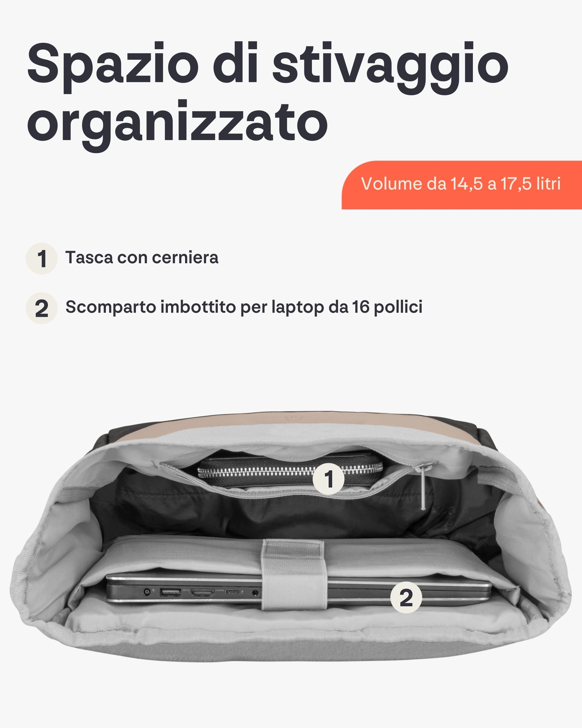 Johnny Urban Zaino Porta PC Donna e Uomo - Harvey Medium - Rolltop per Lavoro Viaggio Università - Scomparto per Laptop 16 Pollici - 15-18L - Idrorepellente