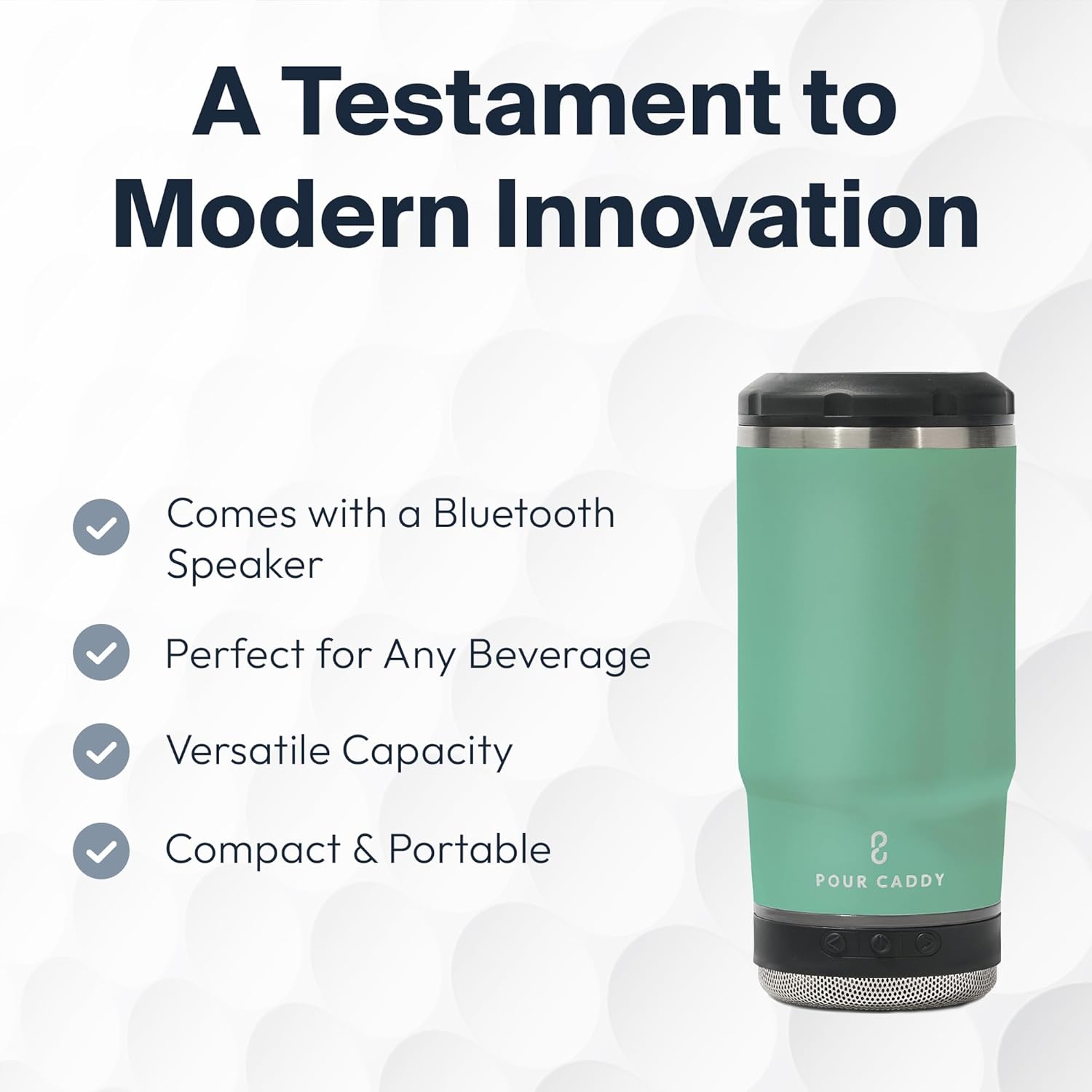 Chill and Brew Bluetooth Speaker Cup, Insulated Can and Bottle Holder for Hot or Cold Drinks, Double Wall Stainless Steel Drinkware, Fits 12 oz Cans or 14 oz Liquid, Seafoam - Image 4