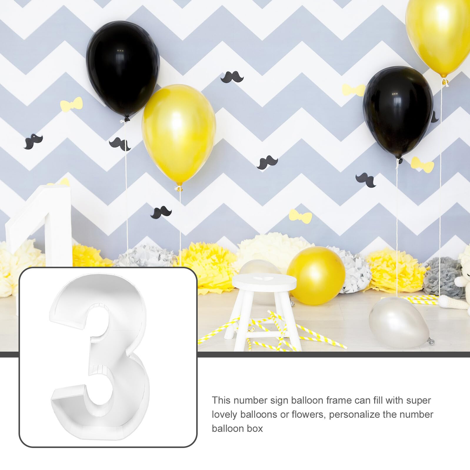 3D Zahlen Ballonrahmen „3“ für Kindergeburtstag Filigrane Party Deko aus Sicherem Material Einfache Verwendung Geburtstagszahl Ballon Kasten