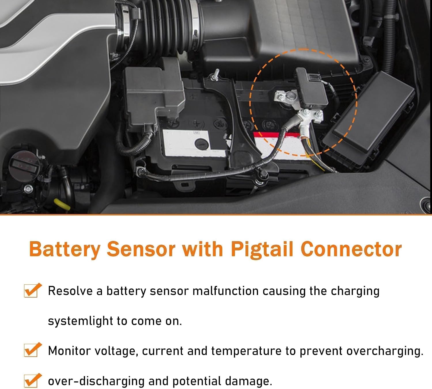 38920-T2A-A04 Car Battery Sensor Battery Terminal with Pigtail Connector Compatible with Honda Accord 2013-2017 for RLX 2014-2020 Replaces#38920-T2A-A02 38920-T2A-A03 38920-TY2-A01