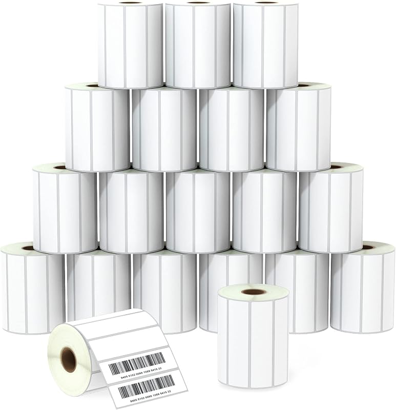 BETCKEY - 4" x 1" (102 mm x 25 mm) Thermal Labels, [20 Roll/27500 Labels] | Perforated, Strong Adhesive, Compatible with Zebra & Rollo Label Printer