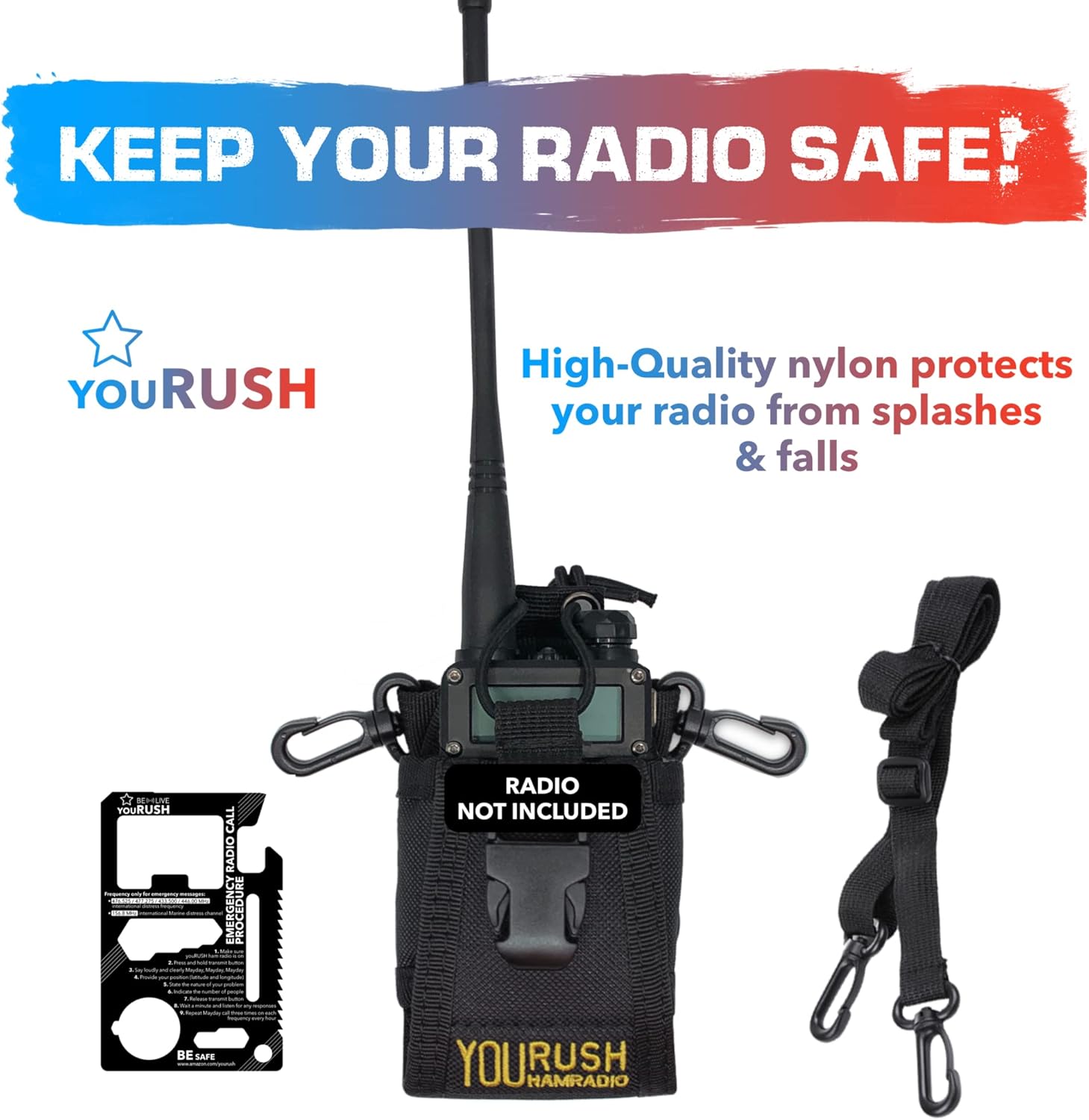 Bundle 2 Pack BAOFENG BL-5L Extended Battery 3800mAh & USB Charging Cables Compatible with UV5R, BF-F8HP, UV-5X3 Ham Radio & Holder for Baofeng Radio Holster Pouch Case Belt & Card Multitool