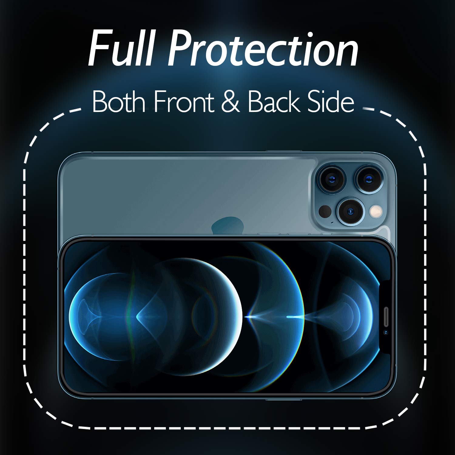 Przednia i tylna osłona ekranu do iPhone'a 12 Pro Max, hartowane szkło [dotykowe] przednia i tylna folia hartowana premium HD przejrzystość odporna na odciski palców / zarysowania do