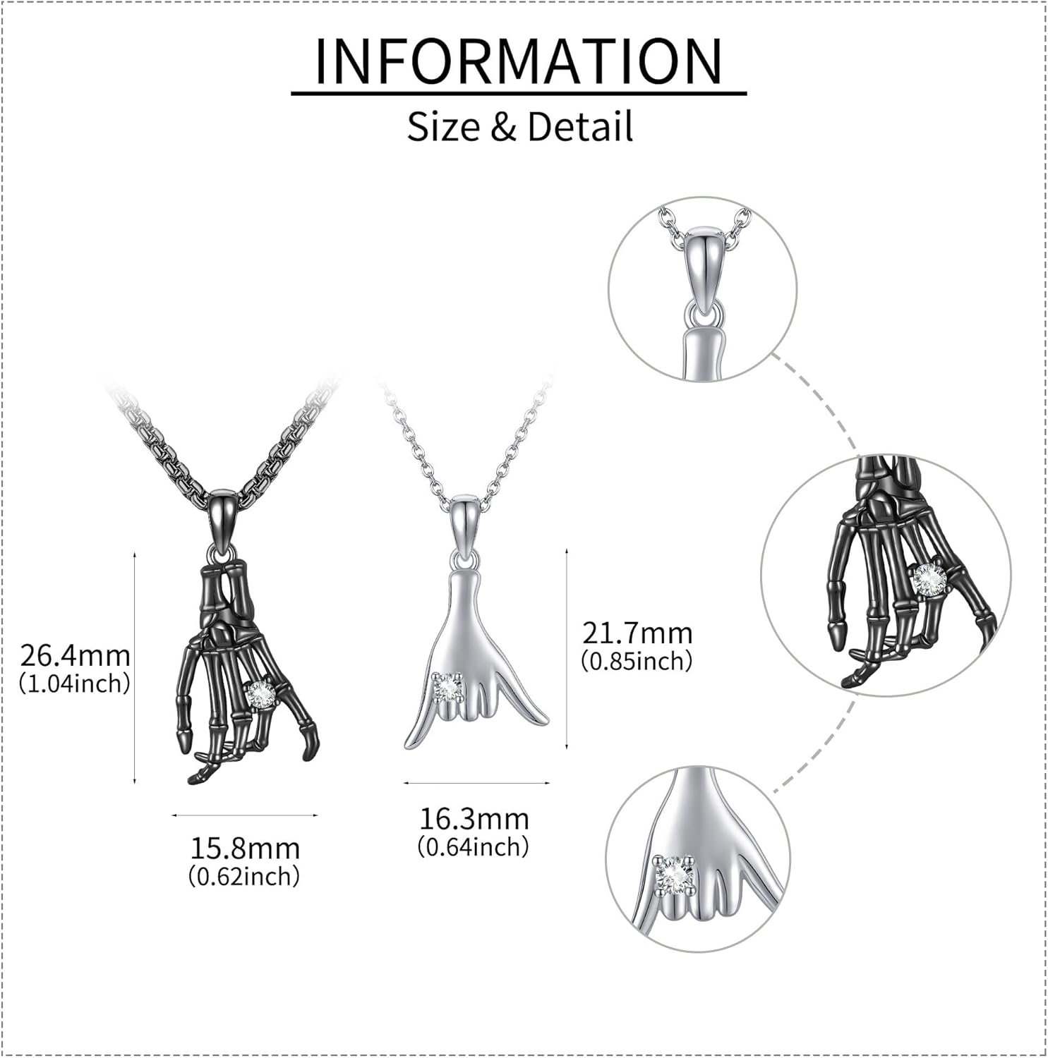 Couple Necklace Set 925 Sterling Silver Yin Yang/Skeleton Pinky Promise/Bat Wings Matching Pendant Necklace Anniversary Couples Jewelry Gift for Women Men Husband Wife Him Her