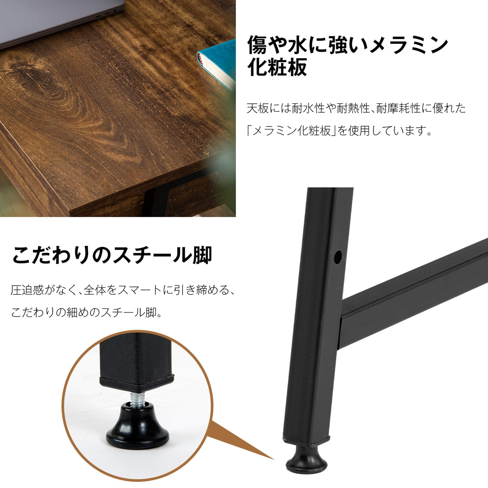 Amazon | パソコンデスク 引き出し付き 幅100cm PCデスク 学習机