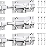 SOKOSEY 3PCS 3-Inch Thickened Stainless Steel Barrel Bolt Latch with 18 Screws - Rustproof Slide Lock for Doors, Windows, Cabinets