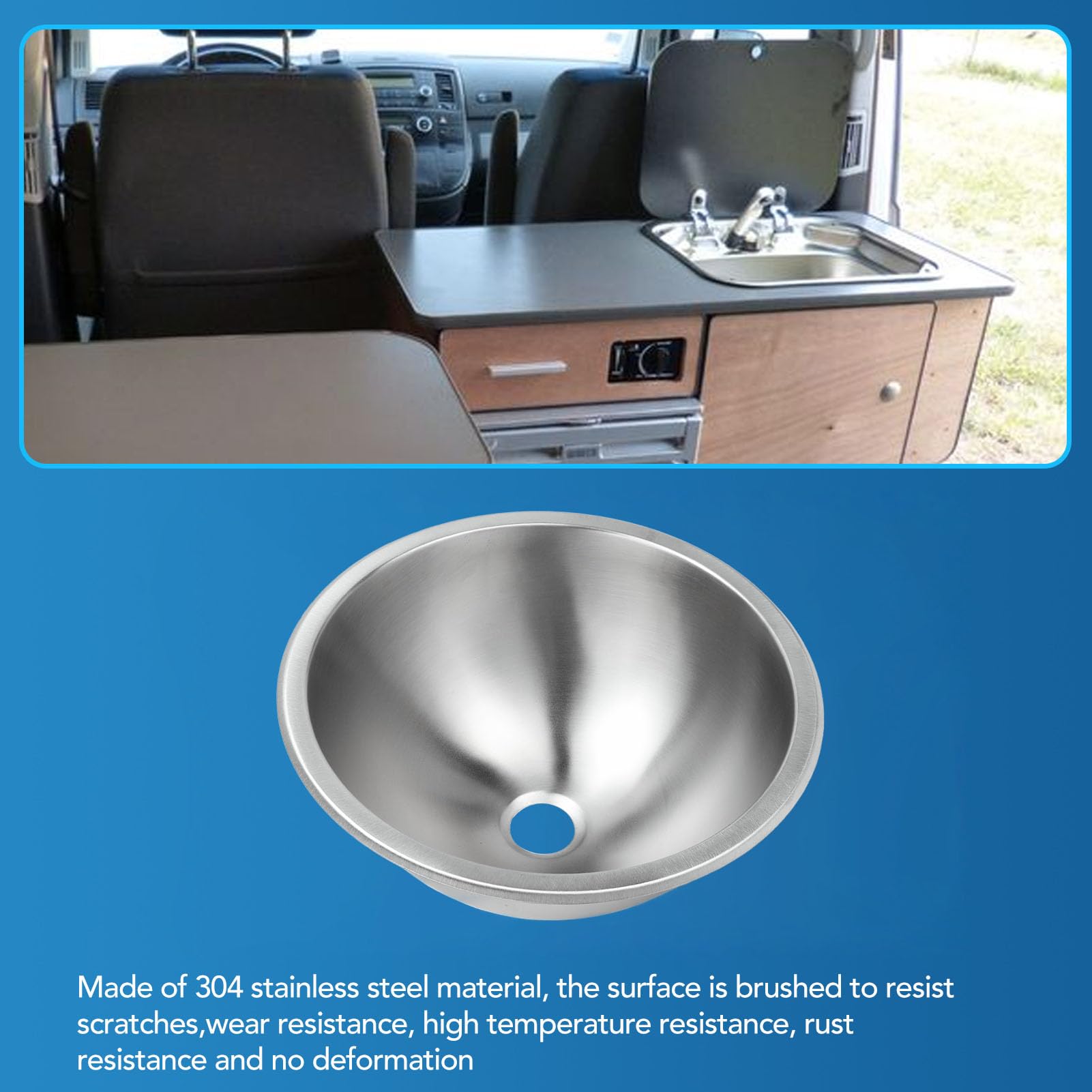 Lavello Cucina per in Acciaio Inossidabile Lavello Ovale Rotondo 11,8 Pollici a Vasca Singola per Yacht per Barche, Lavandino per Lavandino per Bagno Lavabo