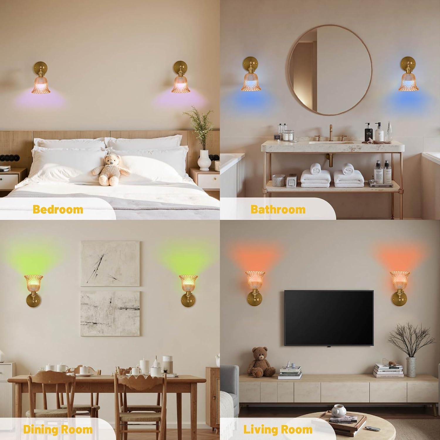 Battery Operated Wall Sconce, Rechargeable Vintage Wall Light with Remote Control Sconce Light Renter Friendly Sconces Home Decor for Bedroom, Living Room, Bedside Set of 2