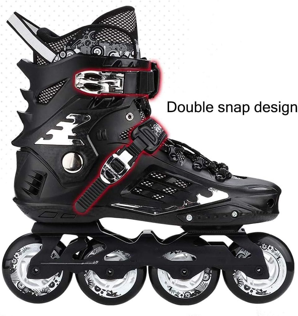フィギュアスケート靴高評価！インラインスケート エクストリームクラシックアダルトローラースケートインラインスケート男性と女性のローラースケートファンシーフラット サイドファスナー
