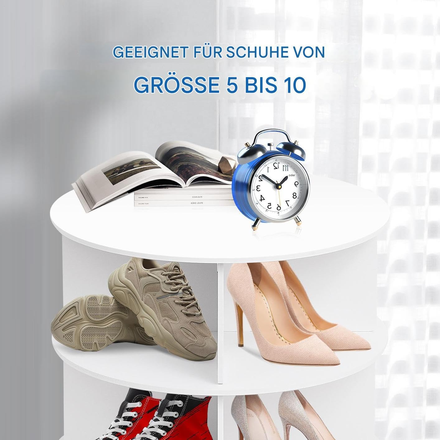 Drehbarer Schuhregalturm 4 Ebenen 360 Grad Lazy Susan Schuhdisplay Schrankorganisation